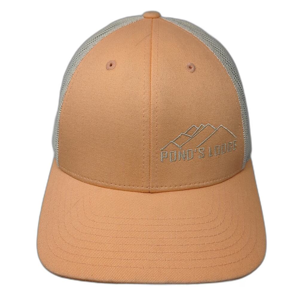 Richardson Trucker Hat Orange Beige L Mesh Back Ponds Lodge Mountain Snapback
